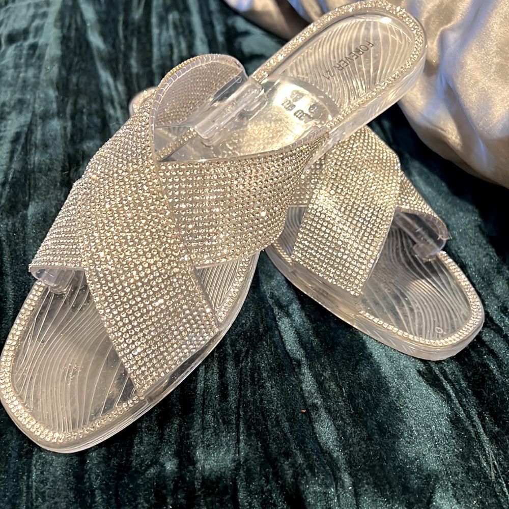 Rhinestone glitter forever 21 slides size euro 40/USA size 9